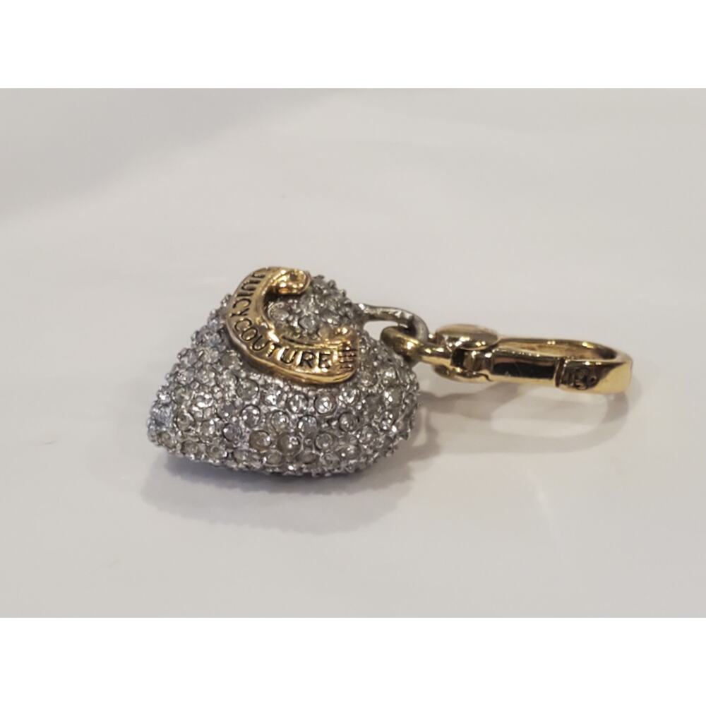 Juicy Couture  Charm - Gold Puffy Heart Pave Crystal Charm - Vintage Y2K Jewlery